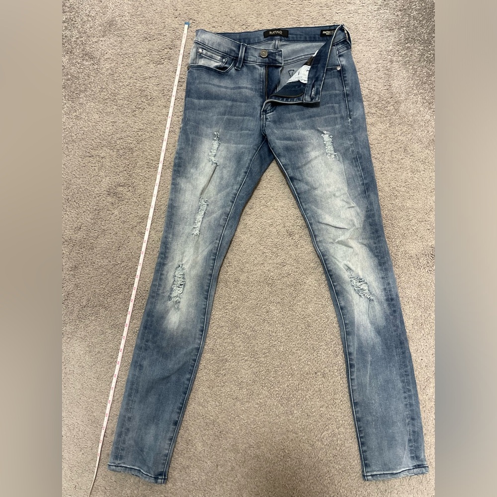 Buffalo David Bitton mid rise skinny stretch jeans with distressed details